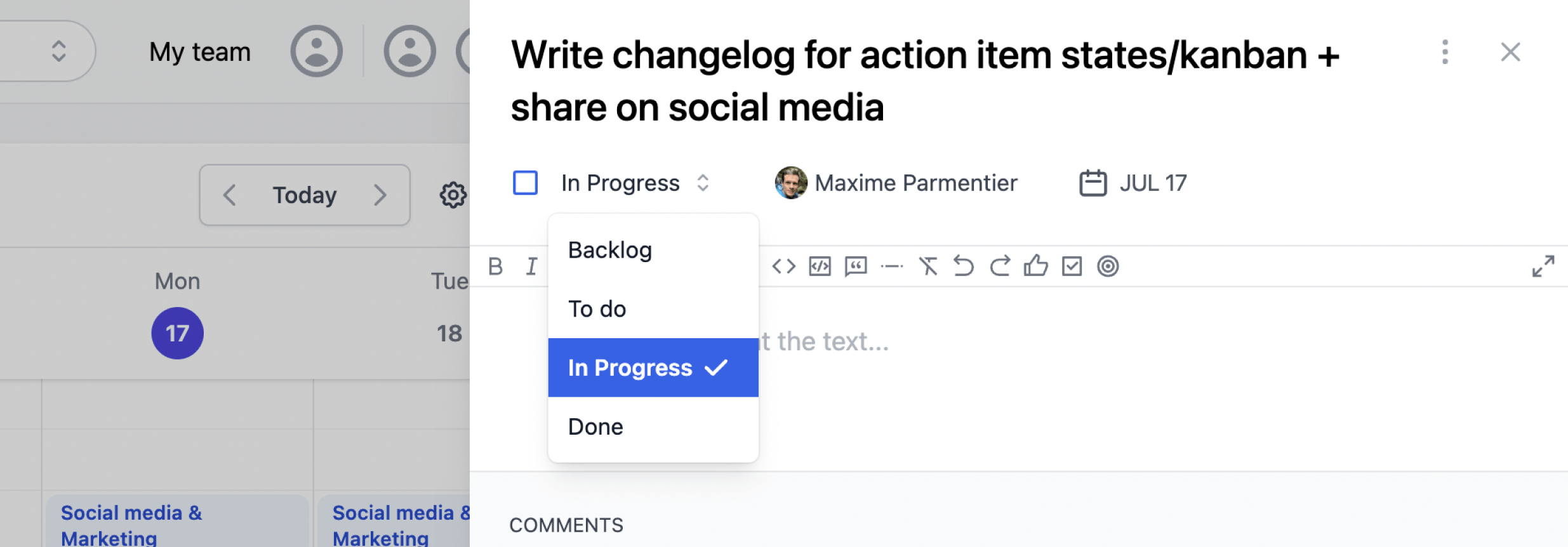 Change action item state